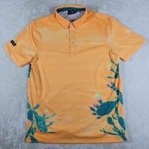 Sunday Swagger Polo Shirt Men's Medium Orange Performance Golf‎ Active Cactus